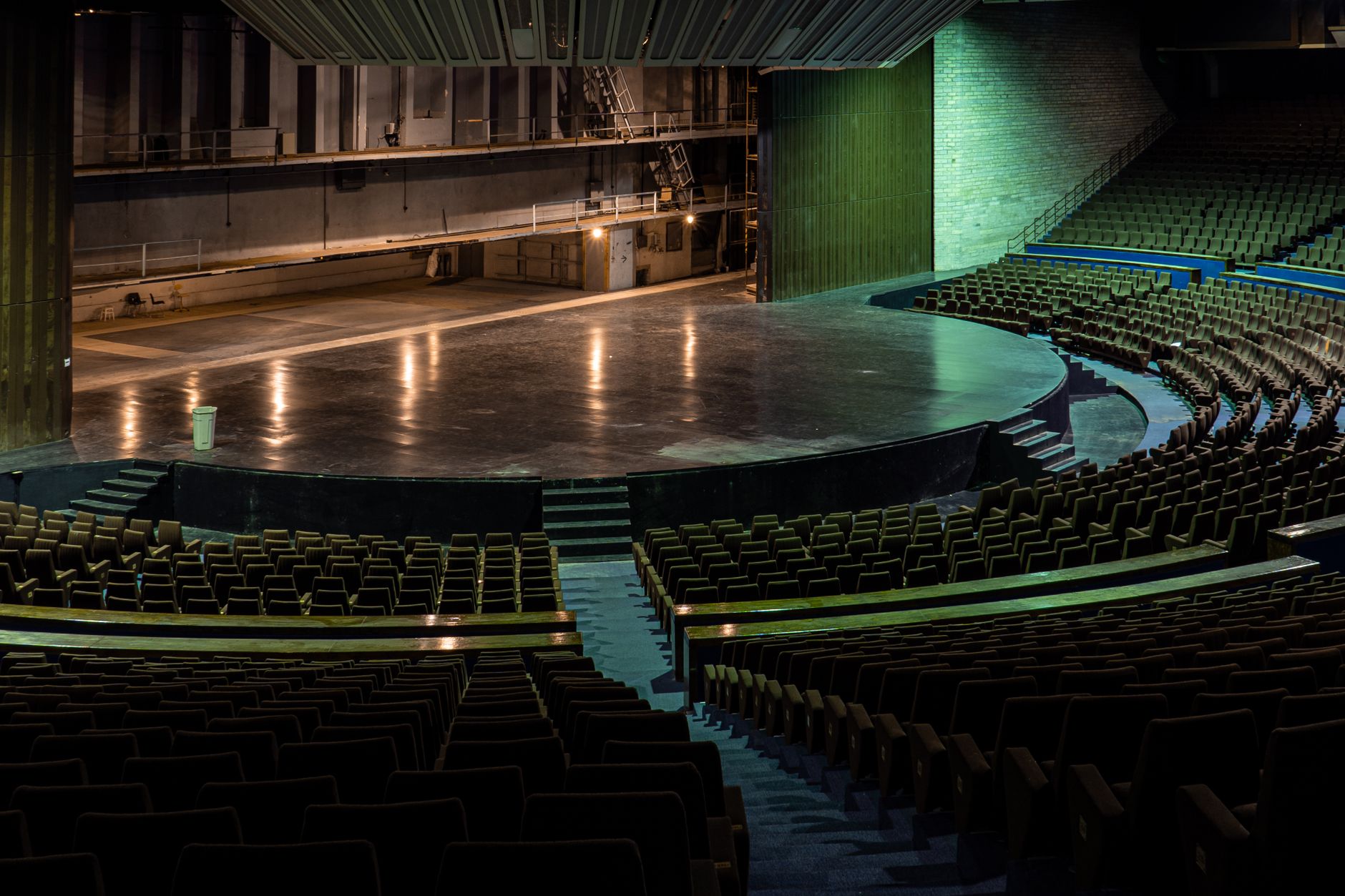 Empty theater auditorium set up as a Sundance screening venue