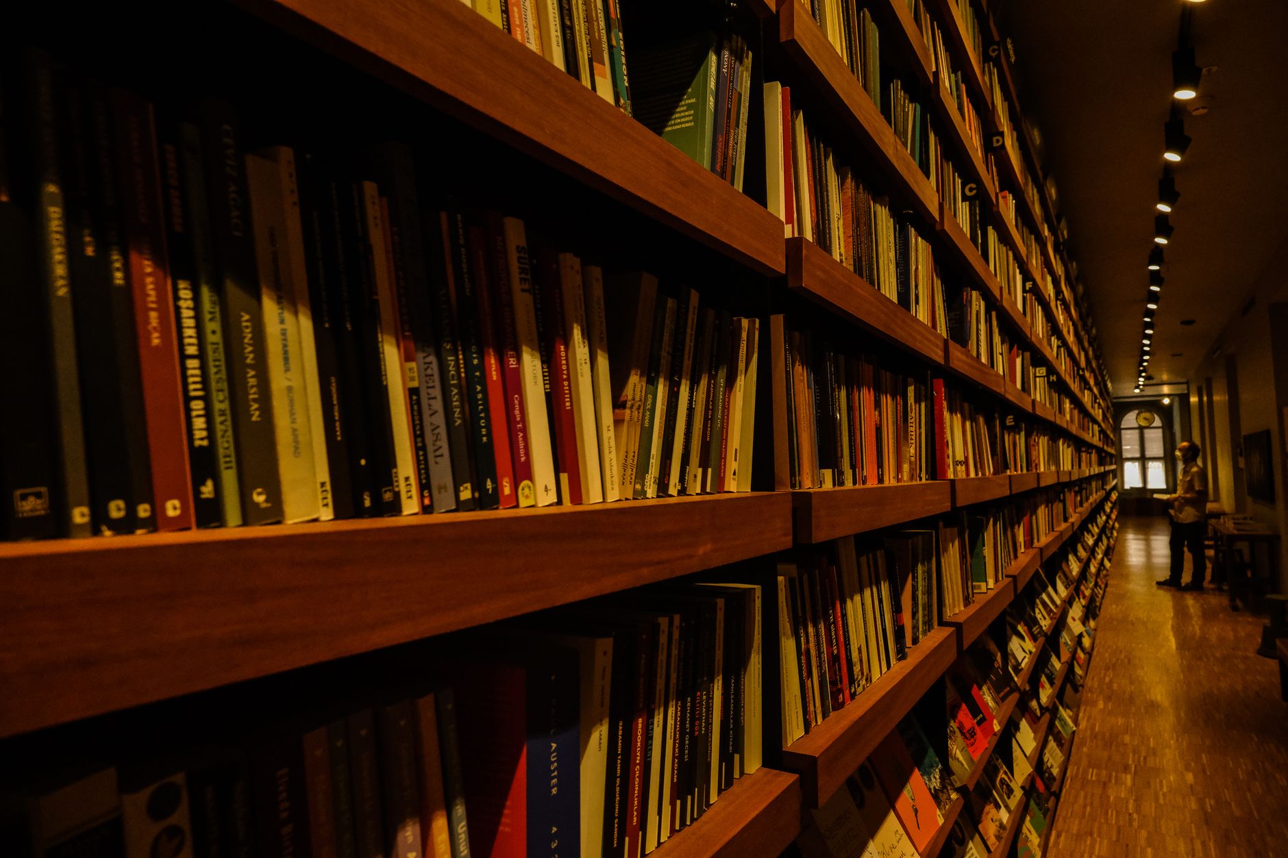 Shelves of books inside a bookstore