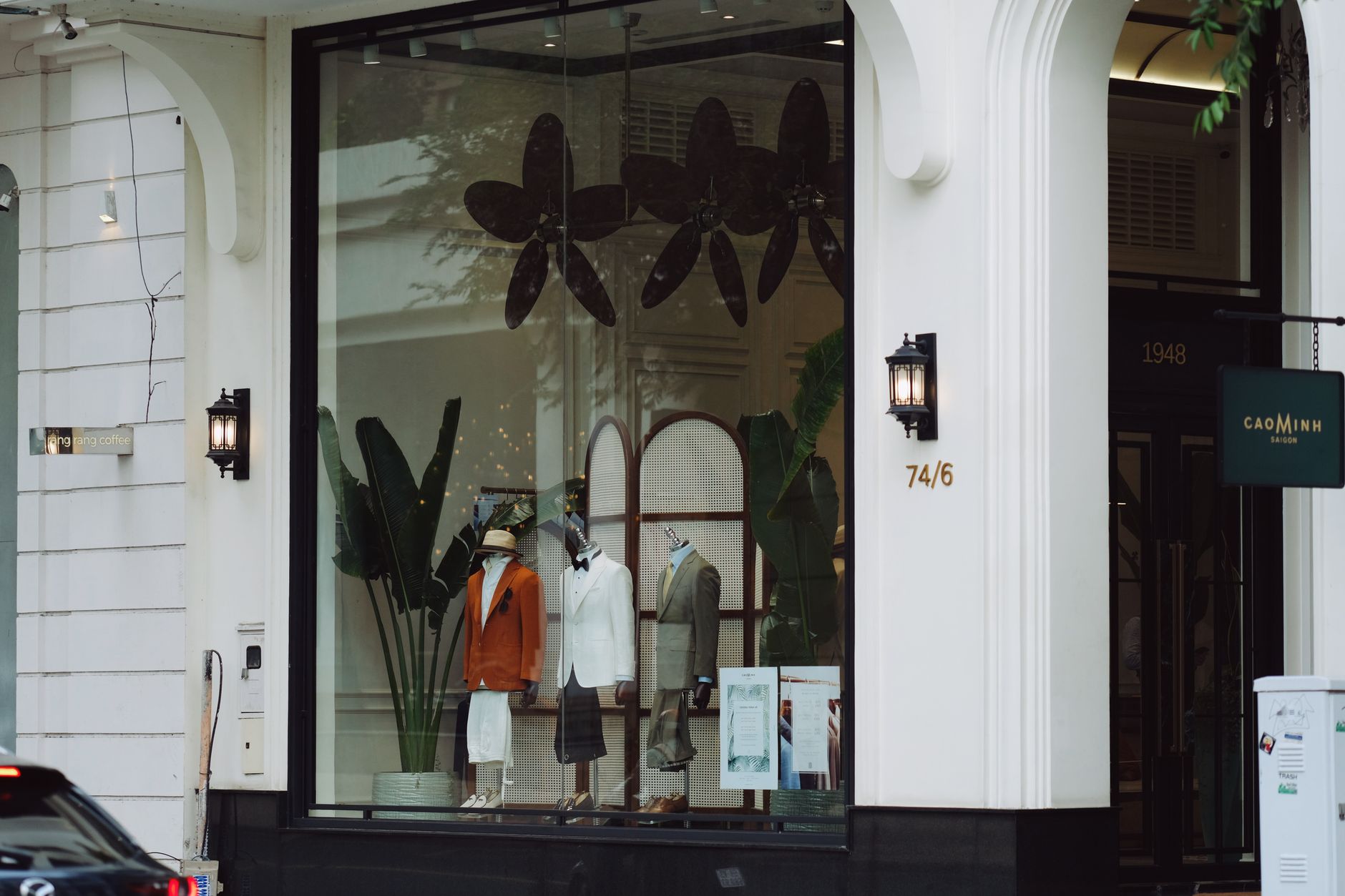 Boutique storefronts along a shopping street