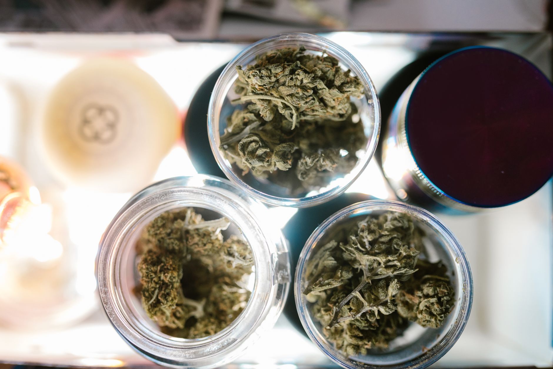 Cannabis products displayed in jars