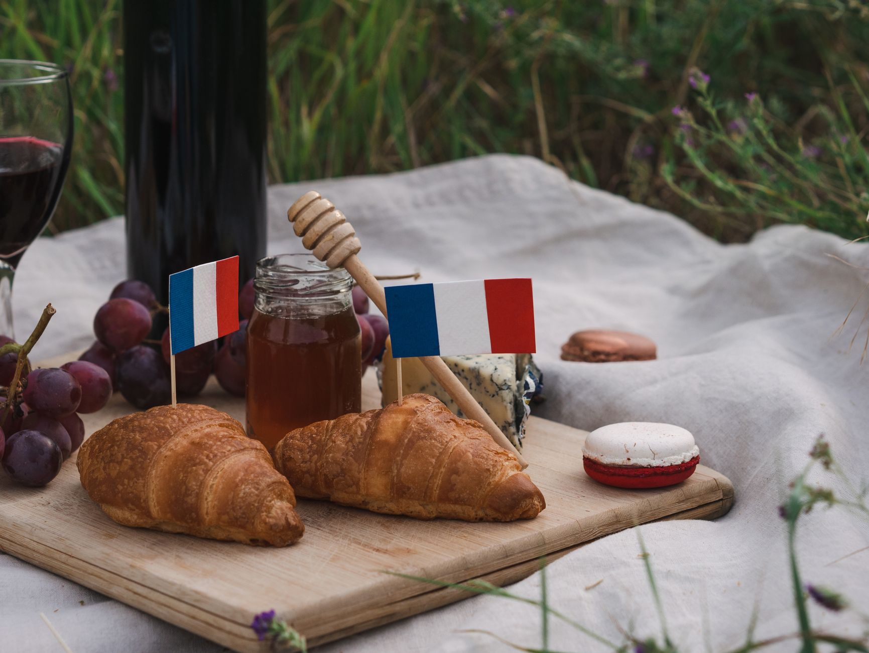 French bistro dish served with wine