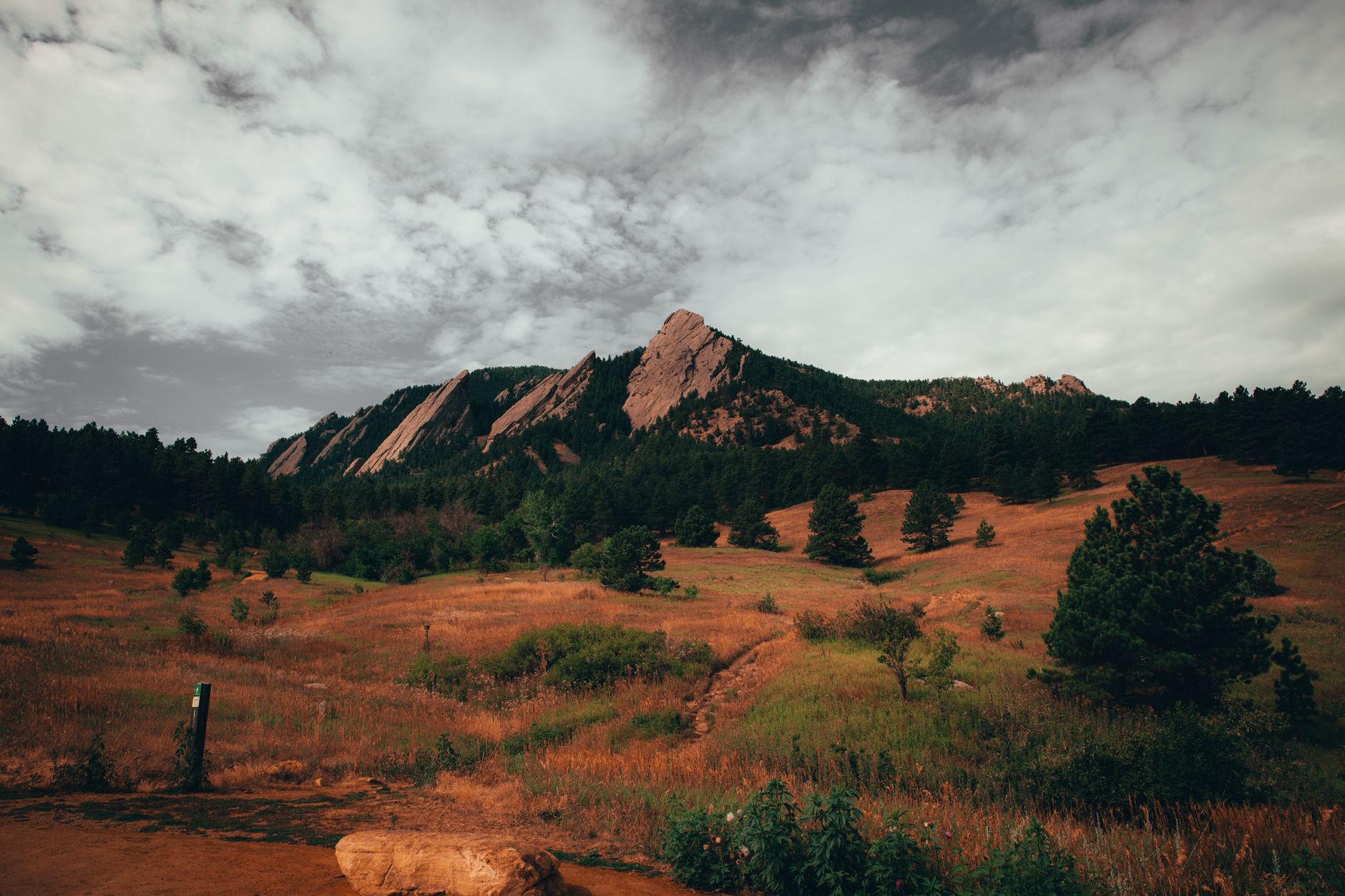 The Flatirons rising above Boulder, Colorado