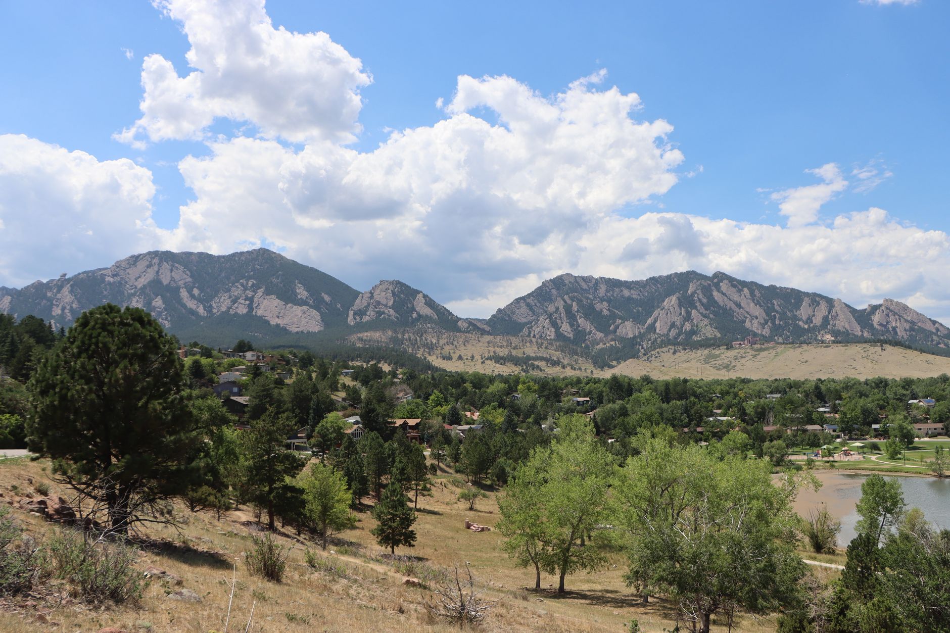 Boulder, Colorado, with the Rocky Mountains rising behind the city