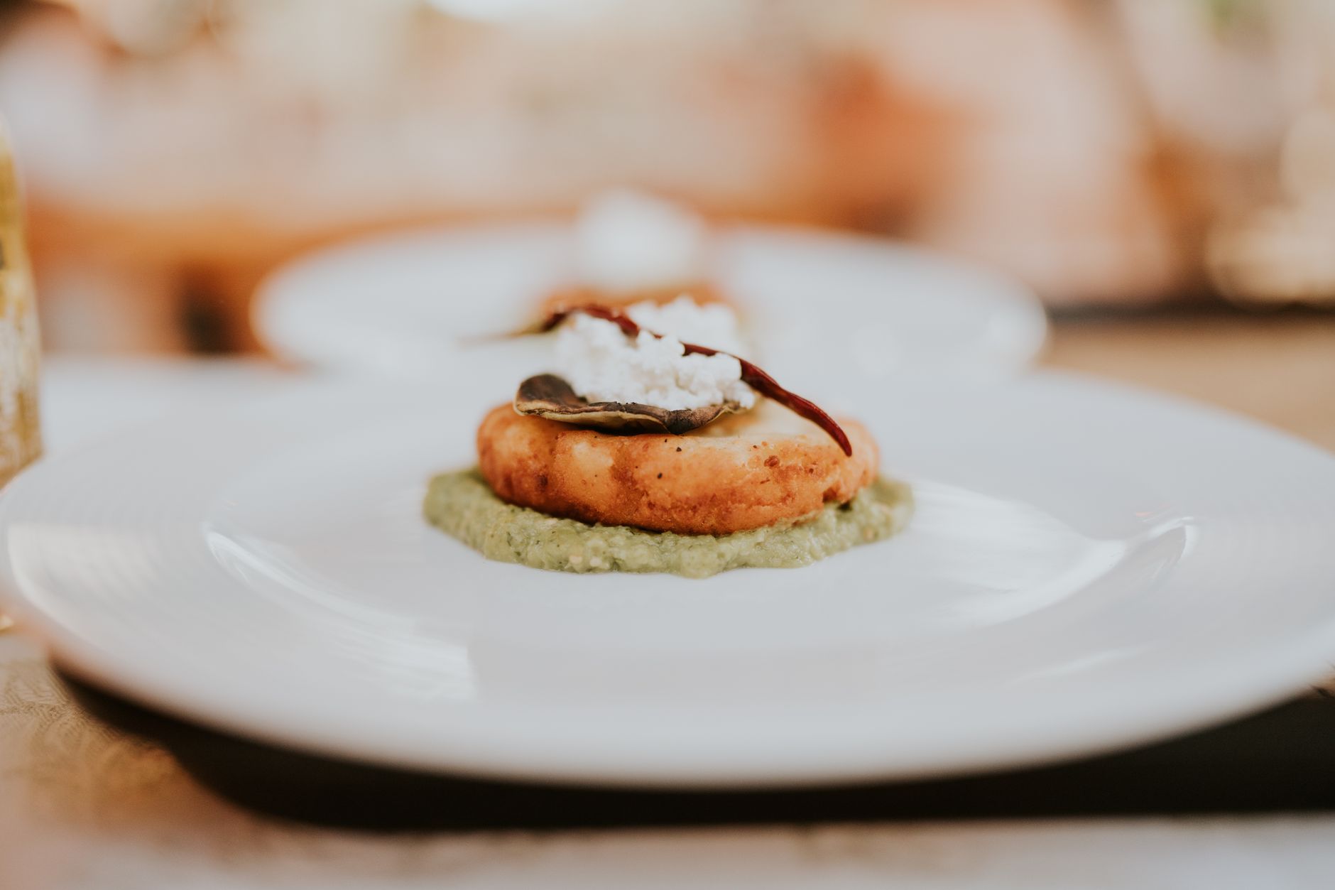 Elegantly plated appetizer at a fine dining restaurant