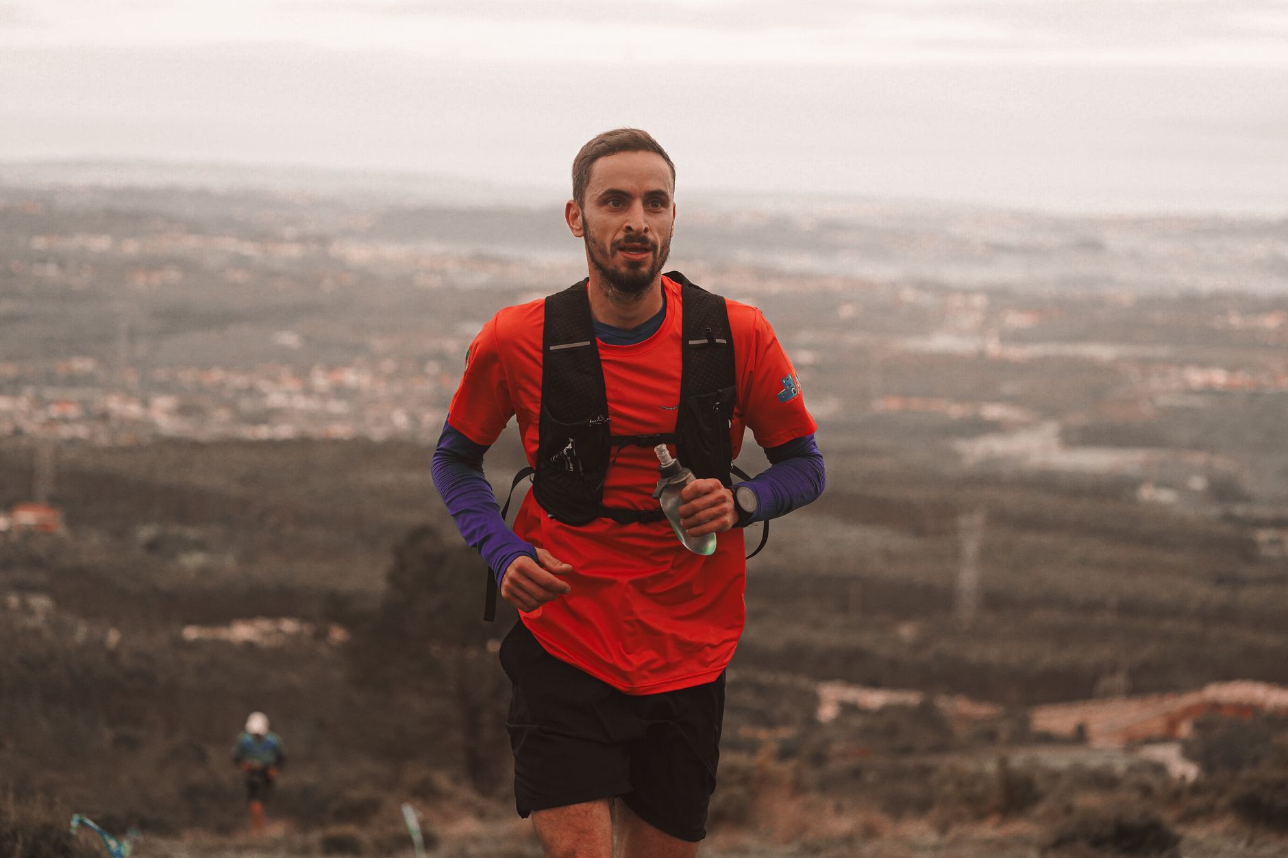 Runner on a scenic mountain trail