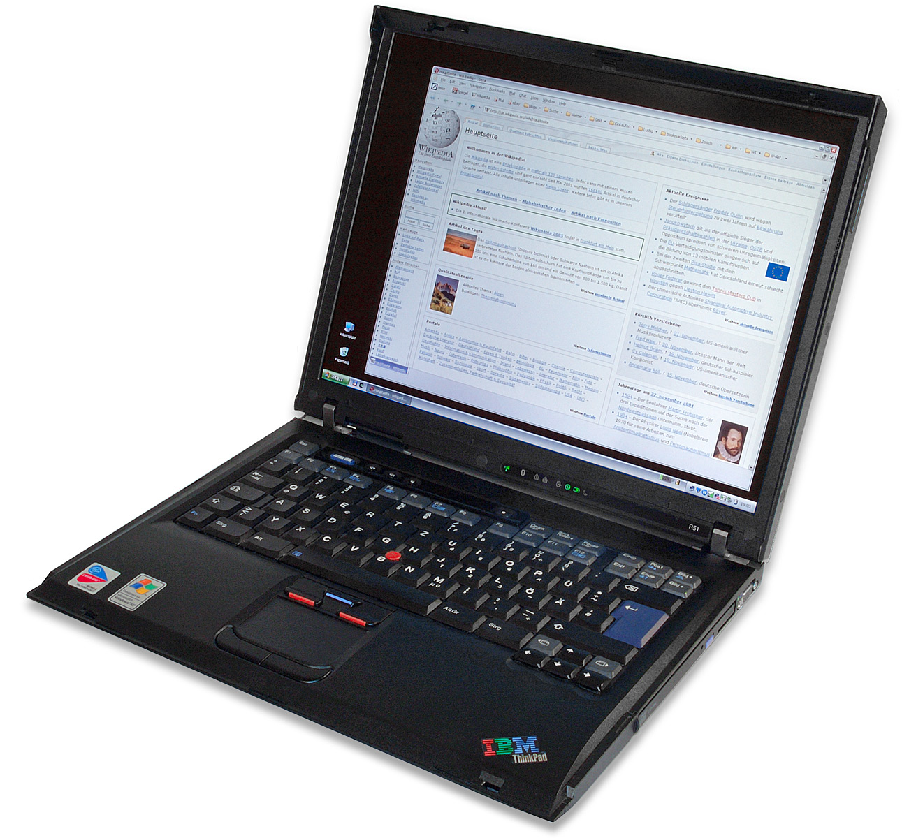 IBM Thinkpad R51. The logos shown in this picture are copyright.