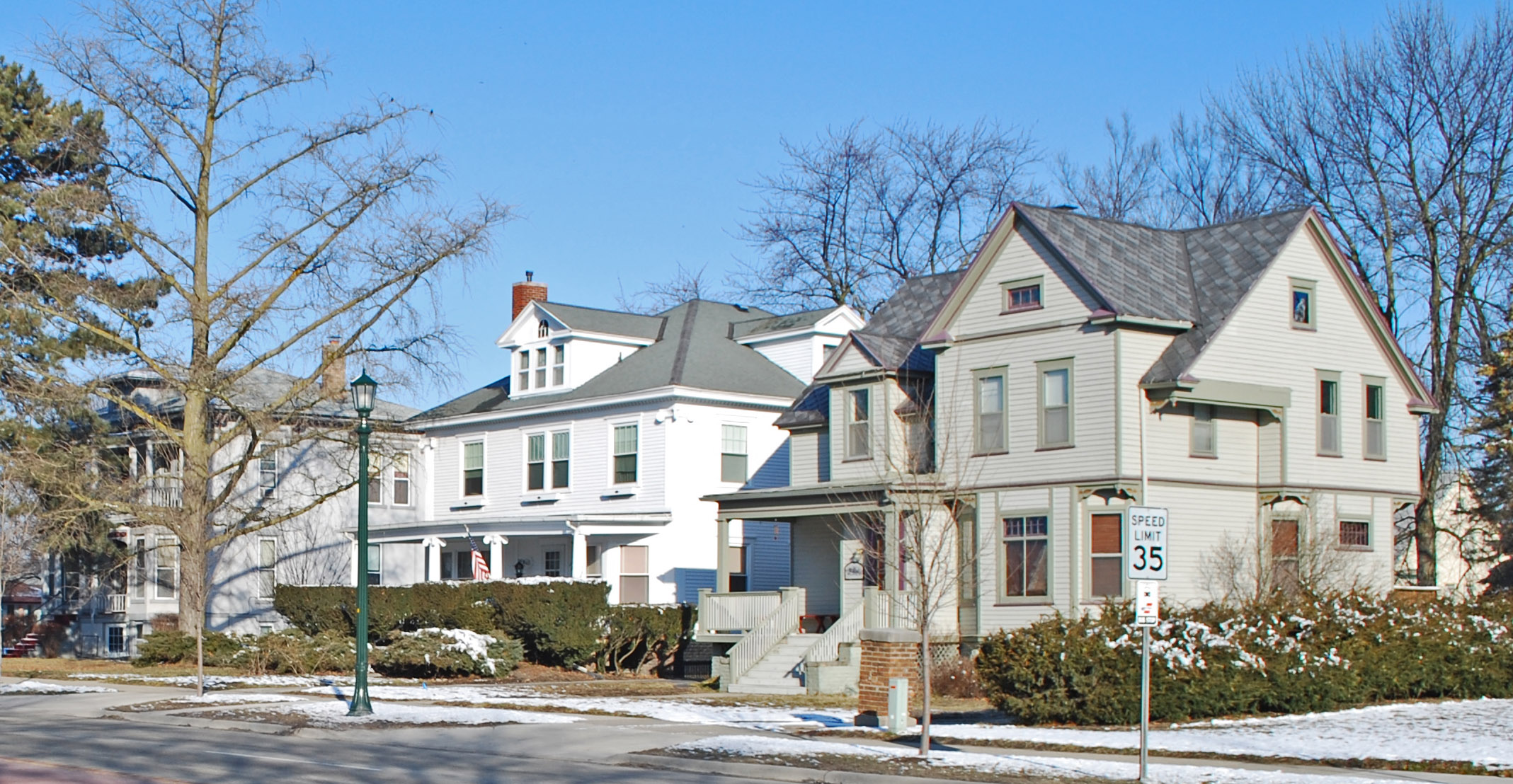 19th-century houses in Bay City, Michigan. Contributing properties in the Center Avenue Neighborhood Residential Historic District, and on the National Register of Historic Places.